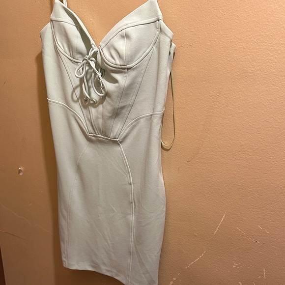 Zara Mint Green Lace-Up Mini Dress - Picture 3 of 4